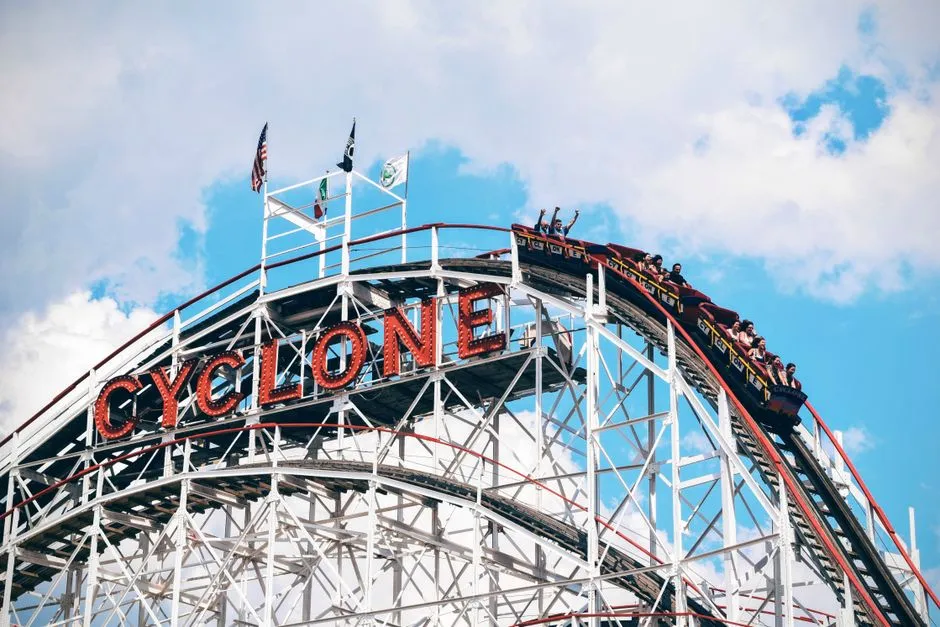 The wooden Cyclone roller coaster at Coney Island, New York